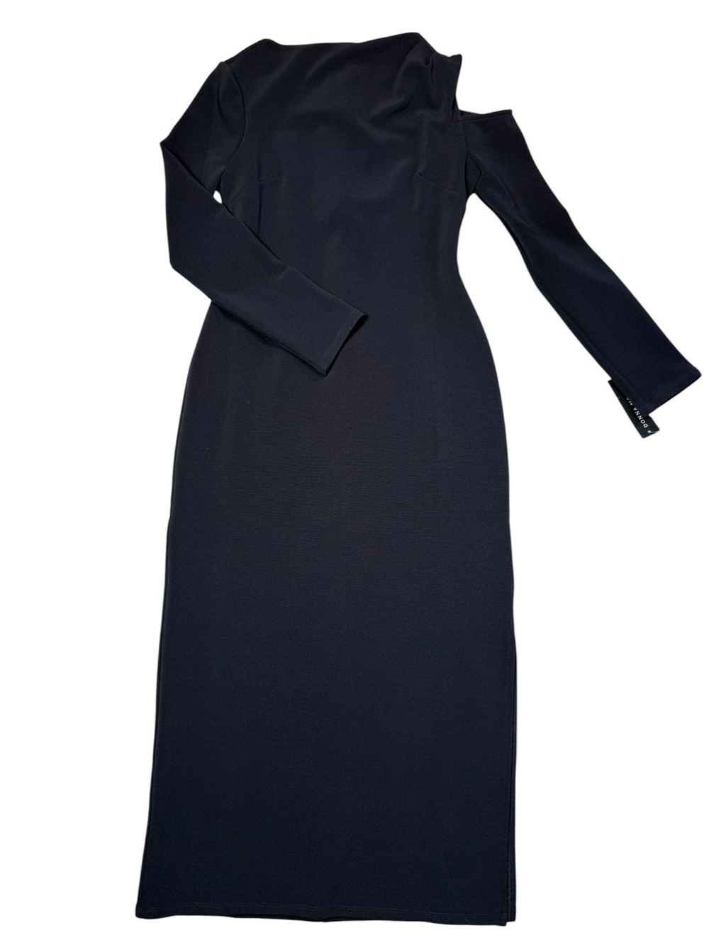NWT New Donna Morgan Black Asymmetric One-Shoulder Long Sleeve Dress Size 0 - Picture 2 of 7